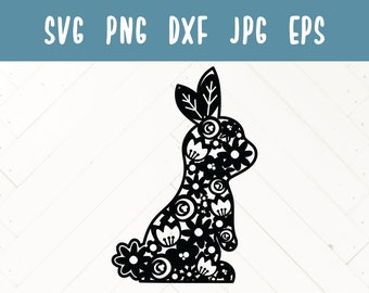 Bloemen Bunny SVG, Paashaas SVG, Bloemen SVG, Pasen SVG, Bunny PNG