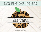 Cheetah Apple svg, Apple Name Frame svg, Apple Split Name svg, Apple svg, Apple Monogram svg, Teacher svg, Split Monogram, Cut File