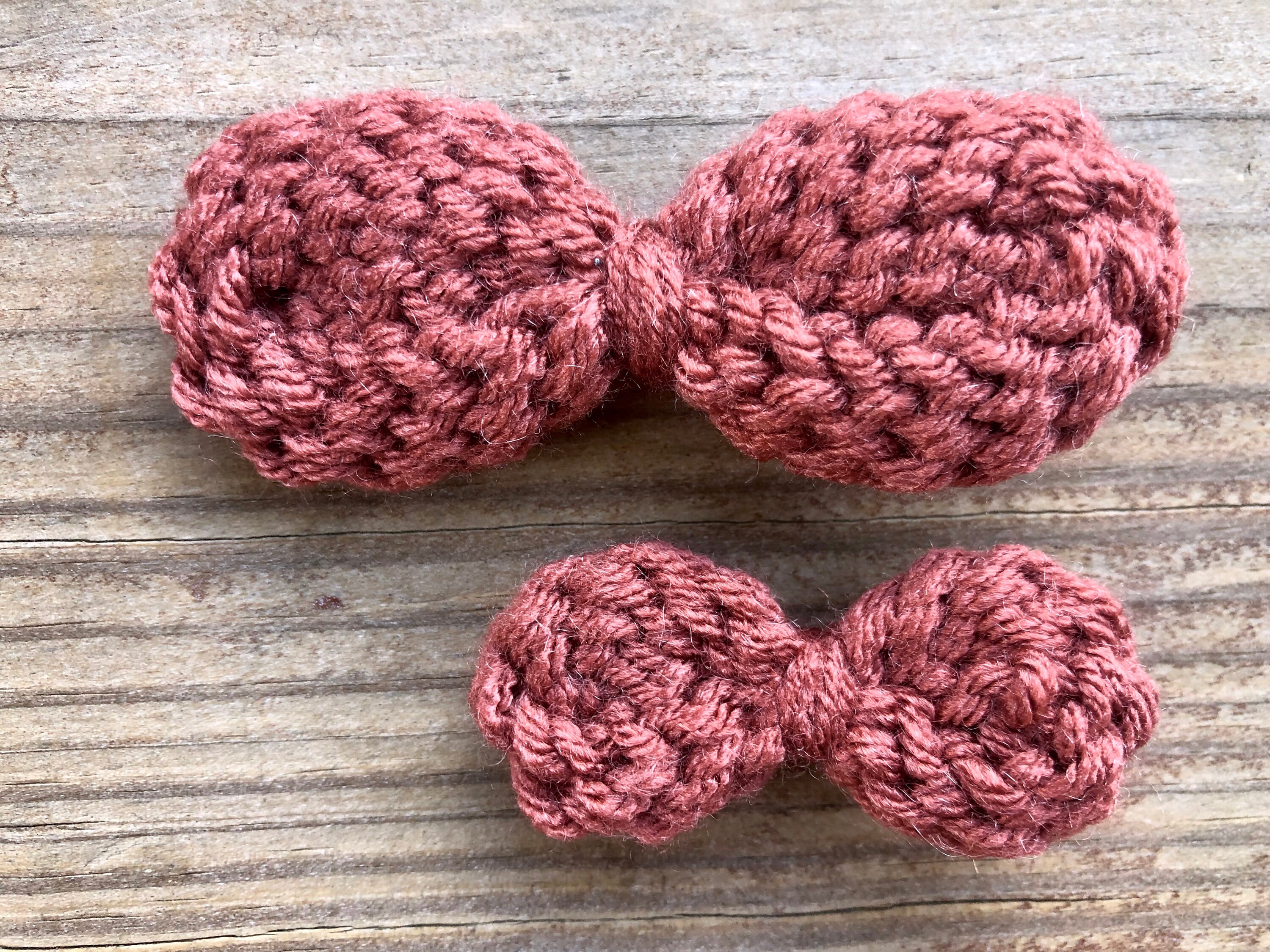 Light Pink Crochet Hair Bow Handmade Hair Clips Infant and Toddler Gift ...