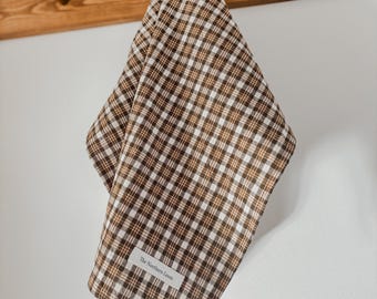 Paño de cocina de cuadros vichy marrón / Decoración de algodón / The Northern Loom