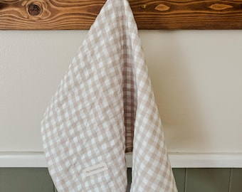 Paño de cocina de cuadros beige / Decoración de algodón / The Northern Loom