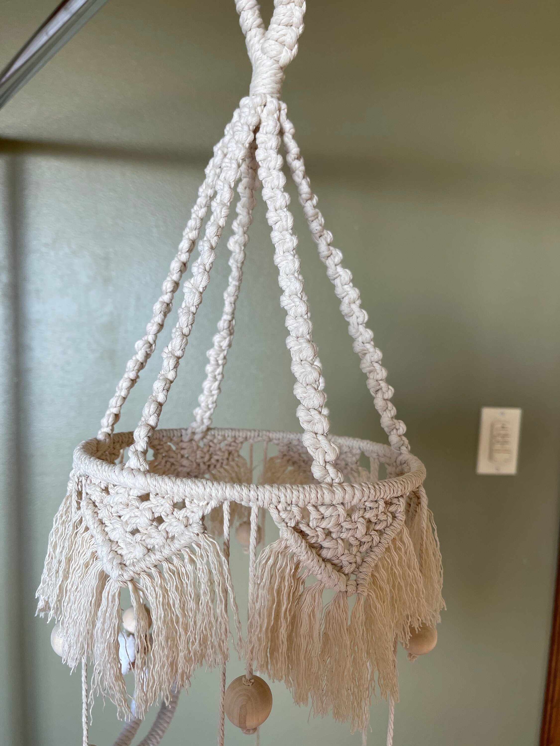 Nursery/decor/crib Macrame Mobile Boho Baby Shower Etsy