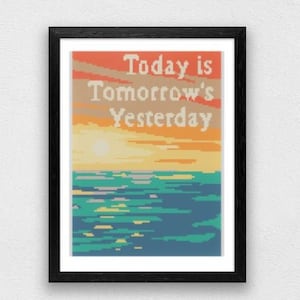 Today is Tomorrow's Yesterday - Cross Stitch Pattern, Inspired by Bob's Burgers, Linda, Teddy, PDF