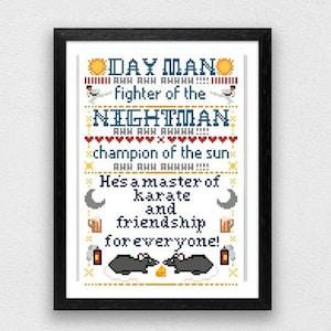 DayMan Song Cross Stitch Pattern Download - Always Sunny, Nightman, Charlie, Funny, Snarky, PDF