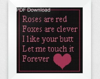 Roses are Red Cross Stitch Pattern Download - Snarky, Poetry, Funny, Sarcastic, Love