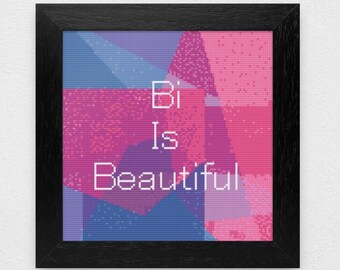 Bi Is Beautiful Cross Stitch Pattern - Pride, LGBT+, Queer, Bi Colors, PDF