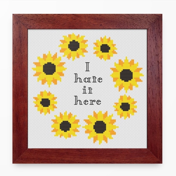 I Hate It Here - Cross Stitch Pattern Download - funny, snarky, rude, subversive, teen, embroidery pattern, PDF