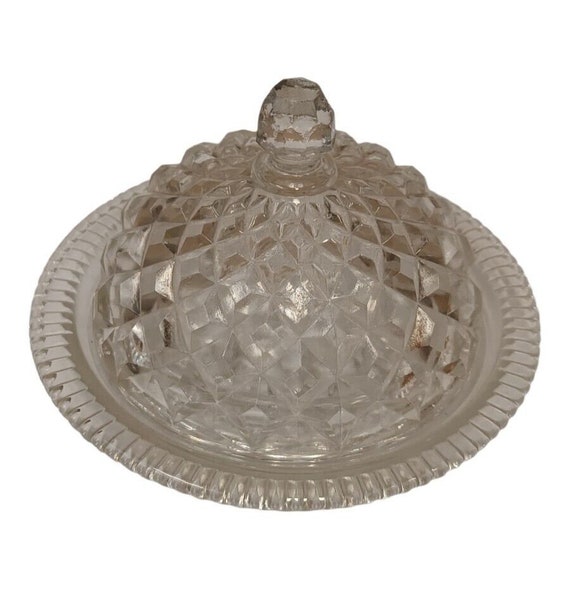 Vintage Glass Butter Dish With Dome Lid Etsy