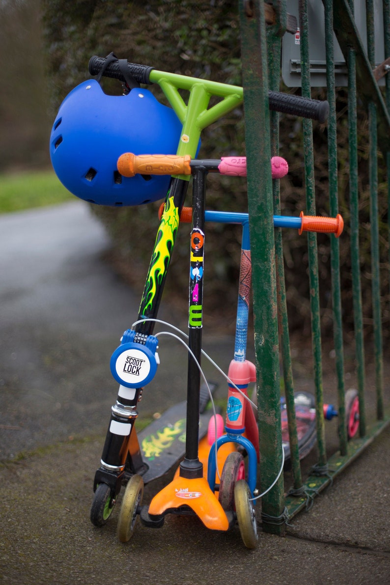 Scooter Lock, security, retractable cable, mechanical lock, easy to use, kick scooter security, children's lock, Scooter accessories