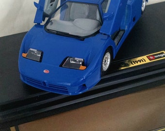 Burago Bugatti EB 110 1991 SUPERCAR, gegoten metaal. Schaal 1:24. Kobaltblauw. Vintage, perfecte staat. Ideaal als cadeau of voor verzamelaars!