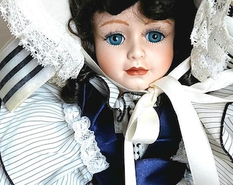 Alberon Porcelain Doll: Victorian Style, Blue Eyed Beauty