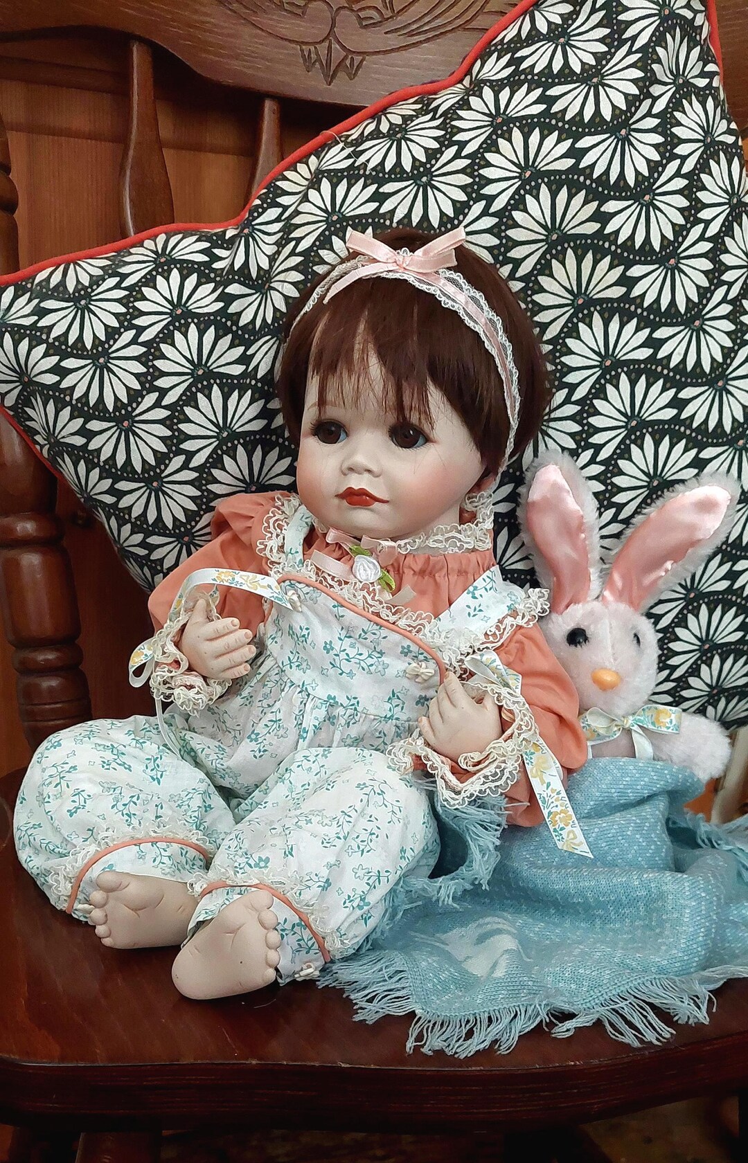 Hamilton Collection ,sara by Connie Walser Derek Restored and in Fine  Vintage Gifting Quality, With Her Bunny and Blankey, the Cutest Baby - Main Image