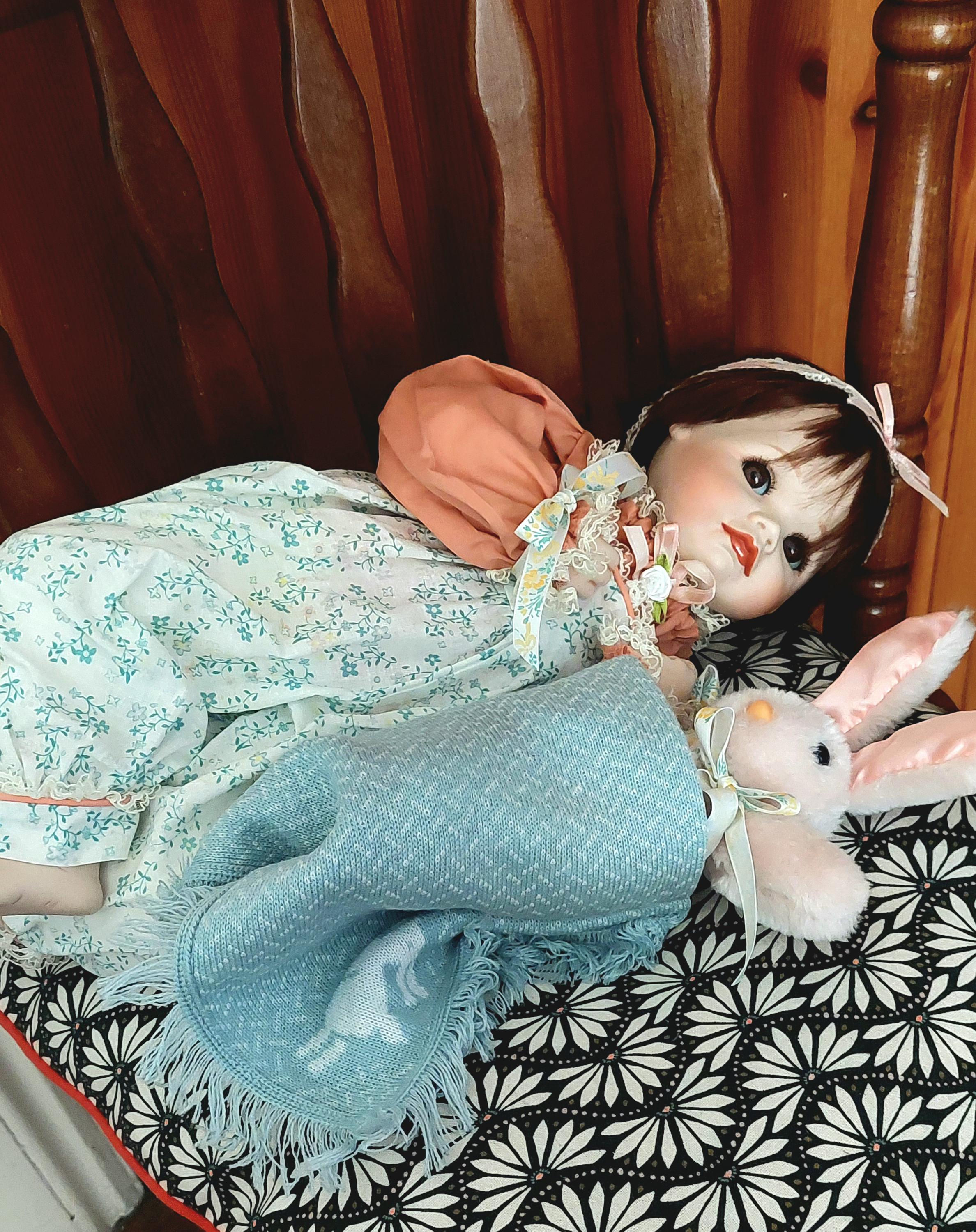 Hamilton collection ,Sara by Connie Walser Derek , restored and in fine Vintage gifting quality, with her bunny and Blankey, the cutest baby