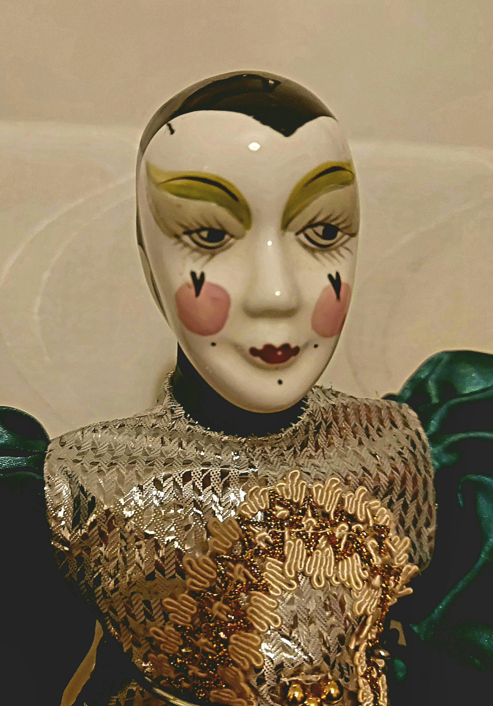 Vintage Pierrot Mime Statue Black & White Glazed Plaster Clown Statuette  New Wave Kitsch Figure 80s Statuette Chalkware Unique Statement
