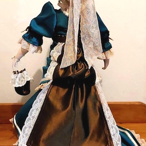 Lillian Middleton Bisque doll 45cm, Ooak doll. All clothes made by Earthlight by draping on the doll in traditional construction and design!