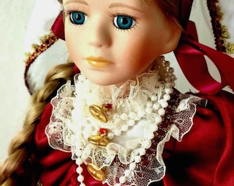 Rapunzel a fine porcelain doll. Leonardo, 41cm tall, fully restored. A fairy tale Princess from the Brothers Grimm of long ago ! vinatge x