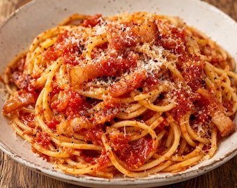 Pasta Amatriciana Recipe Printable, Traditional Italian Pasta Recipe Card, Authentic Guanciale Tomato Sauce Pasta Guide Instant Download