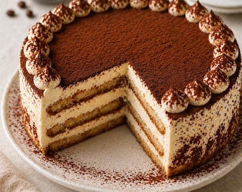 Tarjeta imprimible con la mejor receta de tiramisú, guía paso a paso para preparar en casa un clásico pastel italiano de café y mascarpone (PDF).
