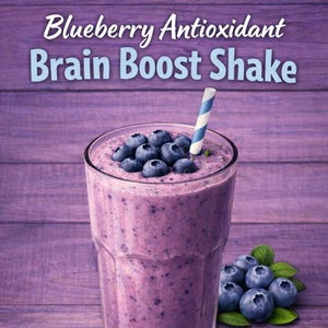Blueberry Antioxidant Brain Boost Shake Recipe Printable – Healthy Memory Smoothie with Blueberries, Banana and Yogurt Guide!