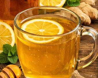 Recette imprimable de boisson chaude régénératrice au miel et au citron, boisson détox matinale saine, guide des boissons bien-être au gingembre, citron et miel