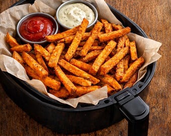 Ultra Crispy Air Fryer Sweet Potato Fries Recipe Printable, Healthy Homemade Snack, Easy Quick Air Fryer Side Dish Guide Printable