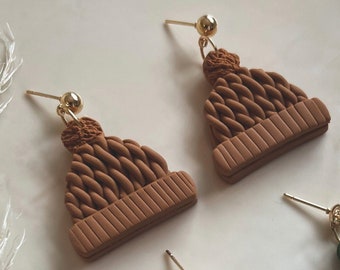 WOOLLY HAT | Handmade Polymer Clay Earrings - Autumn Fall Jewellery - Handmade Earrings - Gifts for Women - Winter Earrings - Halloween