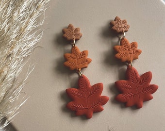 MAPLE DANGLE | Handmade Polymer Clay Earrings - Autumn Fall Jewellery - Dangle Earrings - Handmade Earrings - Gifts for Women - Minimalist