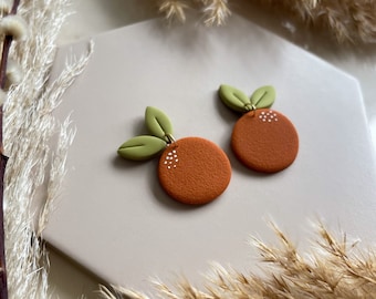 TANGY | Handmade Polymer Clay Earrings - Boho Jewellery - Dangle Earrings - Handmade Earrings - Gifts for Women - Minimalist - Orange Fruit