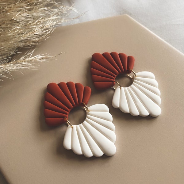 EMMA | Handmade Fan Stud Polymer Clay Earrings - Boho Jewellery - Dangle Earrings - Handmade Earrings - Gifts for Women - Minimalist