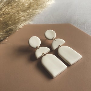 BELLE Handmade Polymer Clay Earrings Boho Jewellery Dangle Earrings Handmade Earrings Gifts for Women Minimalist image 1