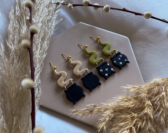 CAULDRON | Handmade Polymer Clay Earrings - Halloween - Dangle Earrings - Handmade Earrings - Gifts for Women - Minimalist - Autumn - Fall