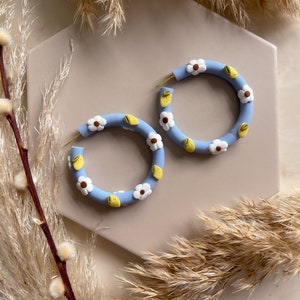 LEMI HOOP Handmade Polymer Clay Earrings Boho Jewellery Dangle Earrings Handmade Earrings Gifts for Women Minimalist Lemon image 1