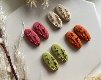 LENA | Handmade Polymer Clay Earrings - Boho Jewellery - Dangle Earrings - Handmade Earrings - Gifts for Women - Minimalist - Embosser