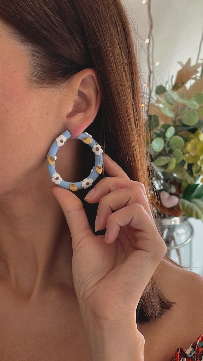 LEMI HOOP Handmade Polymer Clay Earrings Boho Jewellery Dangle Earrings Handmade Earrings Gifts for Women Minimalist Lemon image 4