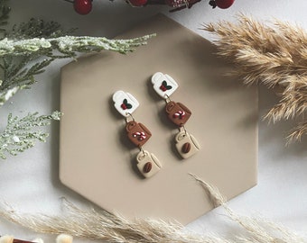 CHRISTMAS MUGS | Handmade Christmas Polymer Clay Earrings - Boho Jewellery - Dangle Earrings - Handmade Earrings - Minimalist