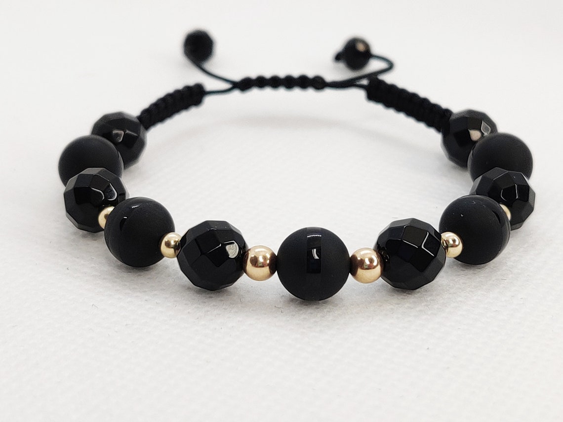 Ladies 585 Gold and Onyx Bracelet 14k beads and Onyx Handmade | Etsy