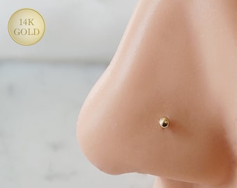 14K Solid Gold Plain Flat Star 20 Gauge Screw Nose Stud Piercing Jewelry