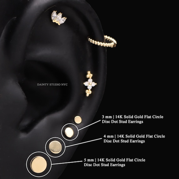 Studio Jewellery 7mm Medium Sized Round Disc Stud Earrings