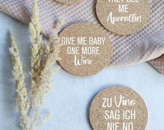 Personalisierte Korkuntersetzer + Gravur oder Druck (4er oder 6er Set)