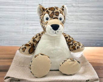 Personalisiertes Stofftier (Leopard) mit Stick