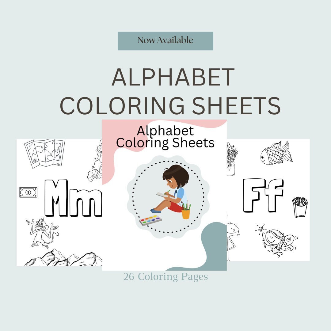 Alphabet Coloring Pages - Etsy