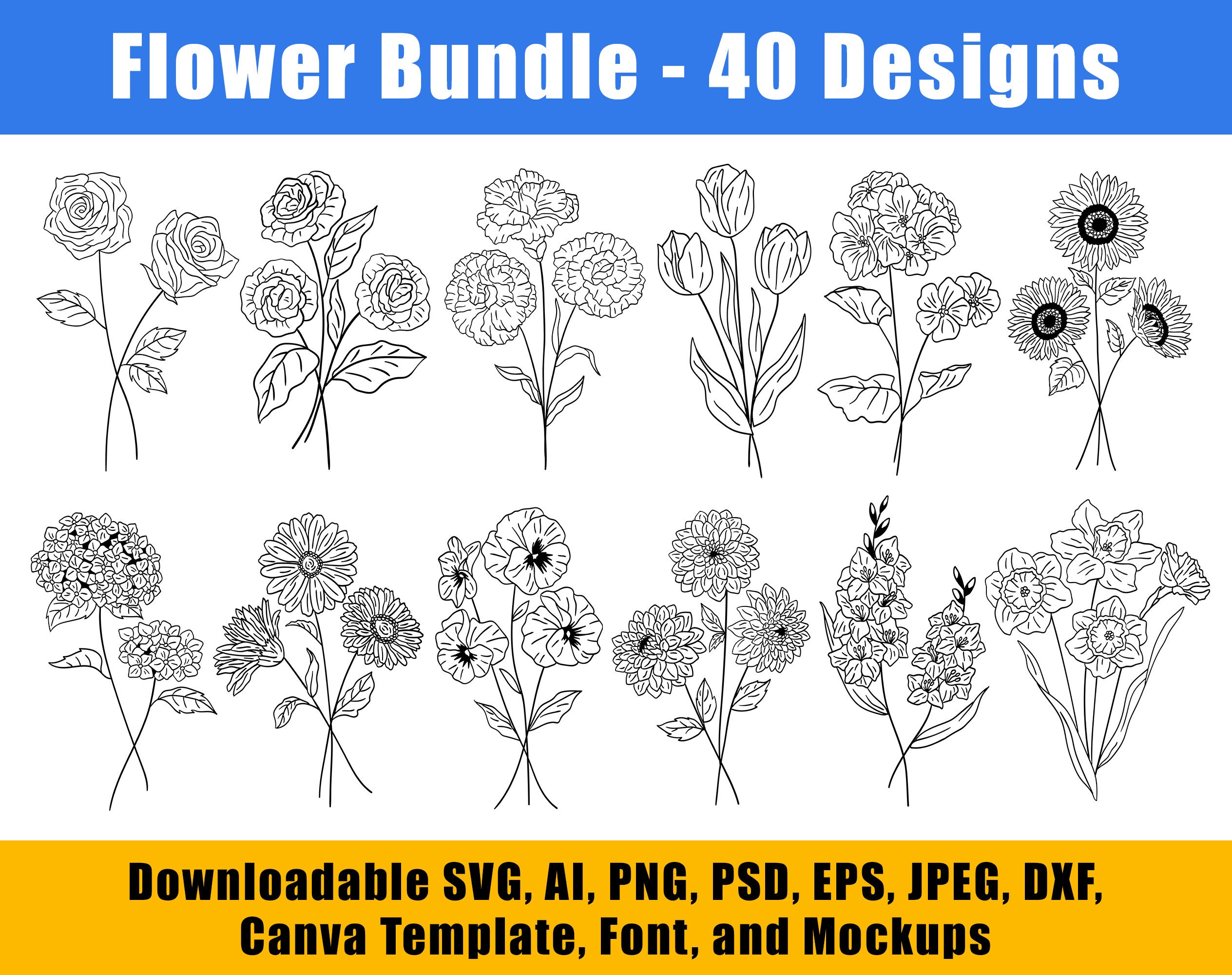 Floral Bouquets SVG Bundle - Flower Svg Png for cricut, silhouette - …