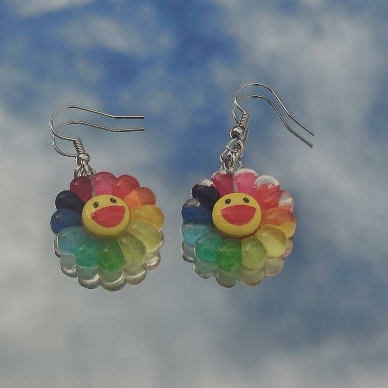 Rainbow Flower Quirky Earrings