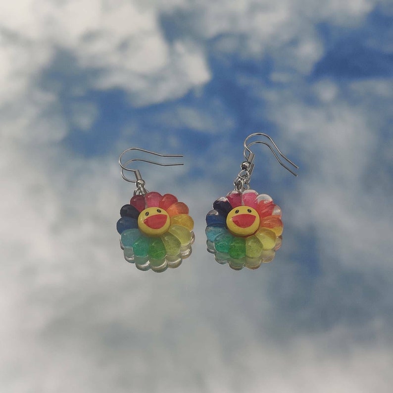 Rainbow Flower Quirky Earrings