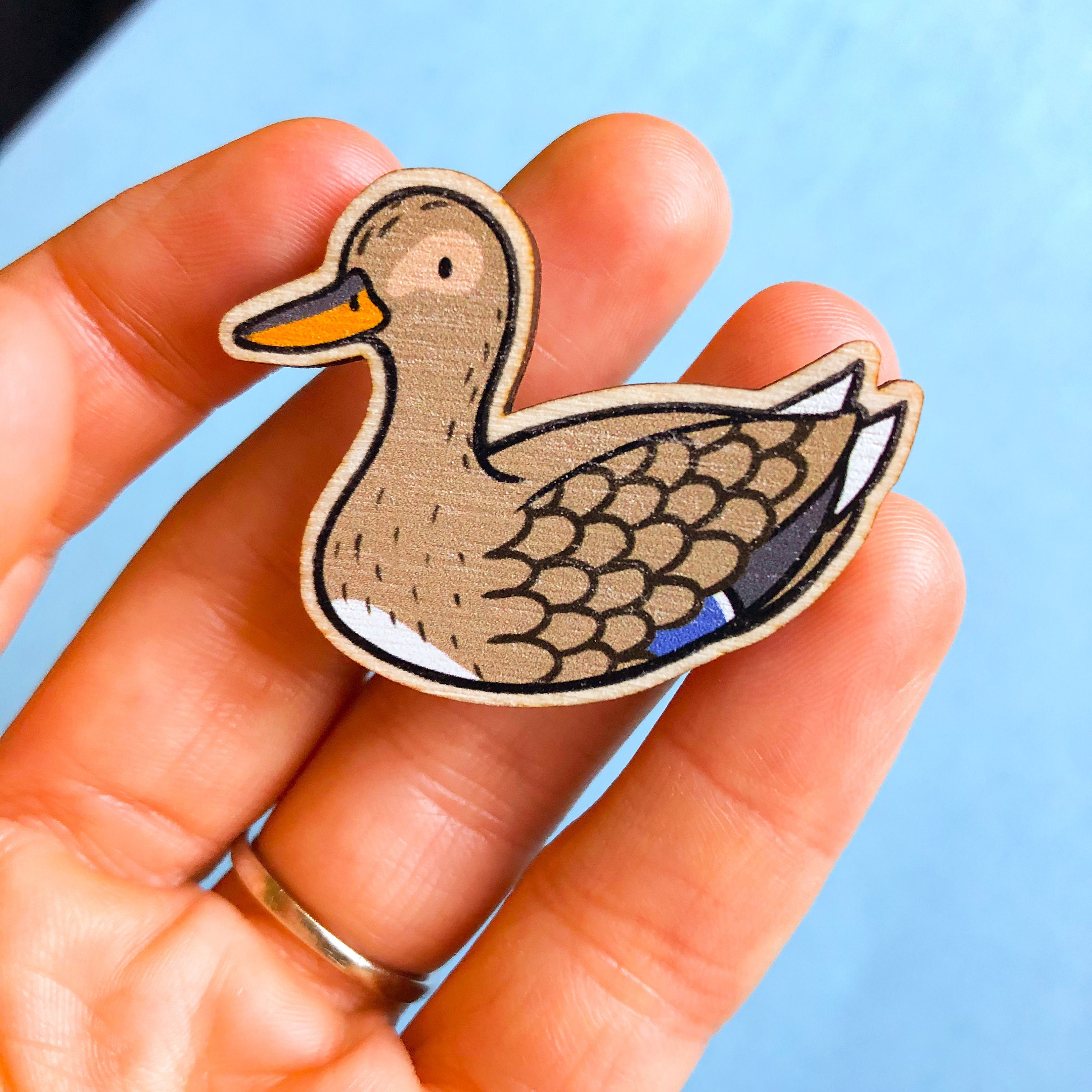 Duck Wood Pin Female Duck Pin Wood Accessories Pin for Etsy