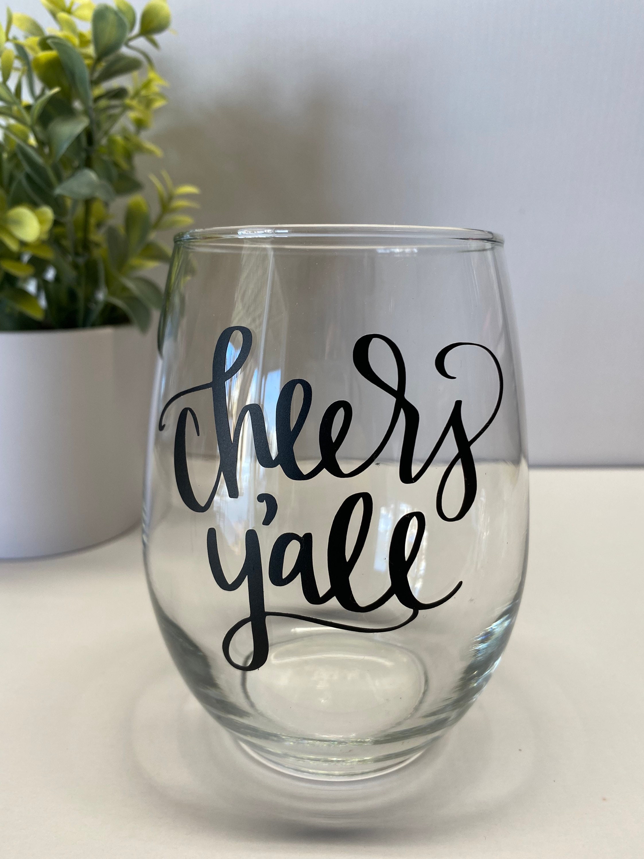 Cheers Yall stemless wine glass 17oz Stemless Wine Glass Etsy