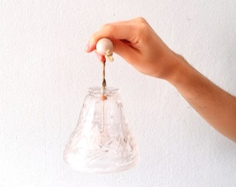 Vintage Christmas bell, clear glass hand bell, crystal glass bell, crystal home decor