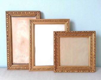 Antique frames set, vintage gilded picture frames, wooden vintage photo frames, wall gallery home decor