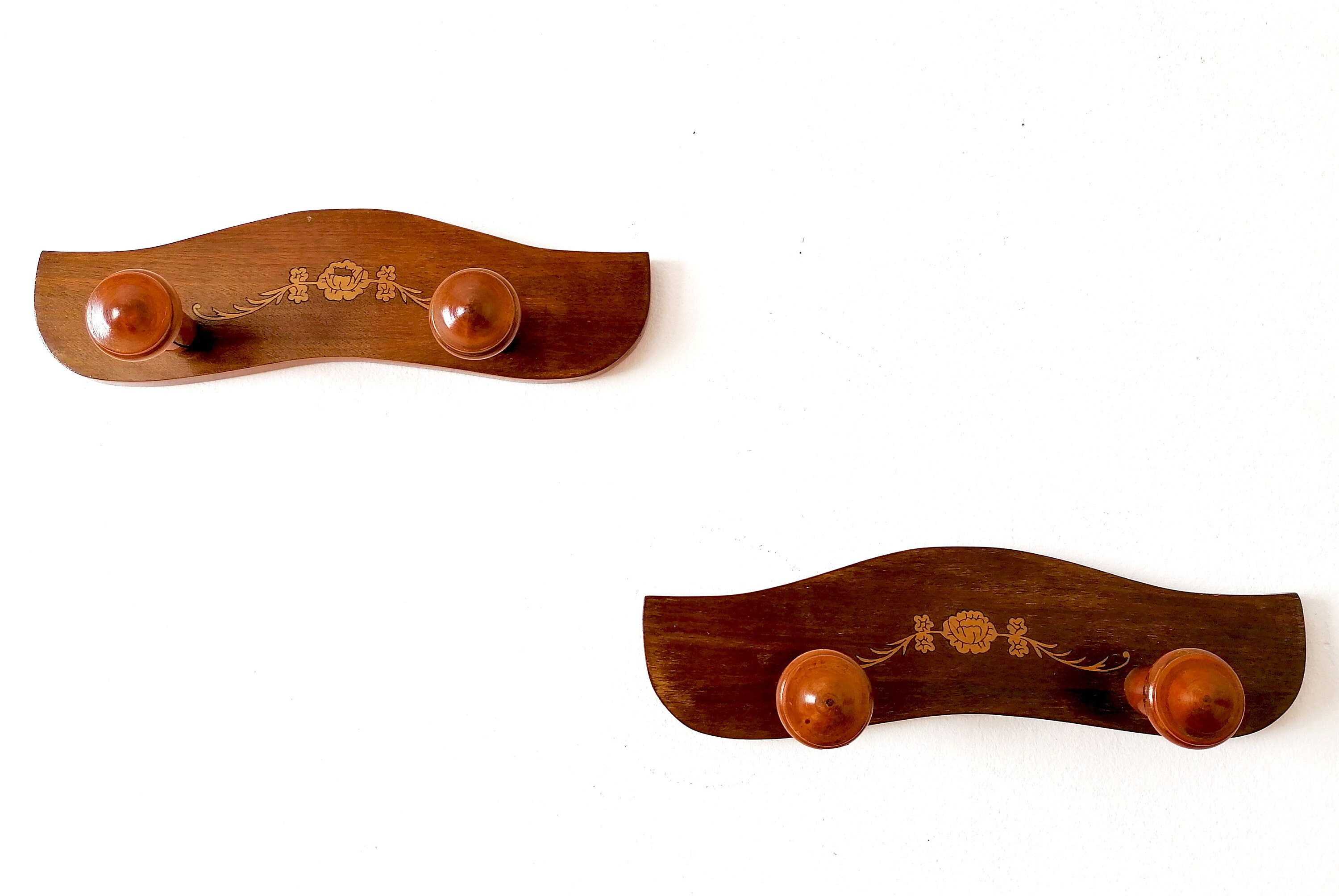 Wooden Vintage Coat Rack, Mid Century Wall Coat Rack, Coat Peg, Retro 50s Coat Rack, 2 Knobs Hat