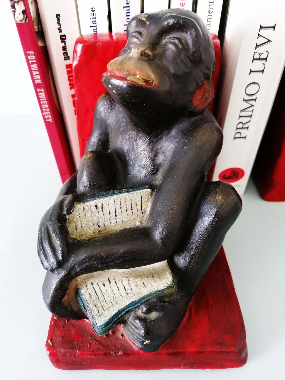 Vintage bookends monkey bookends mid century library decor Etsy
